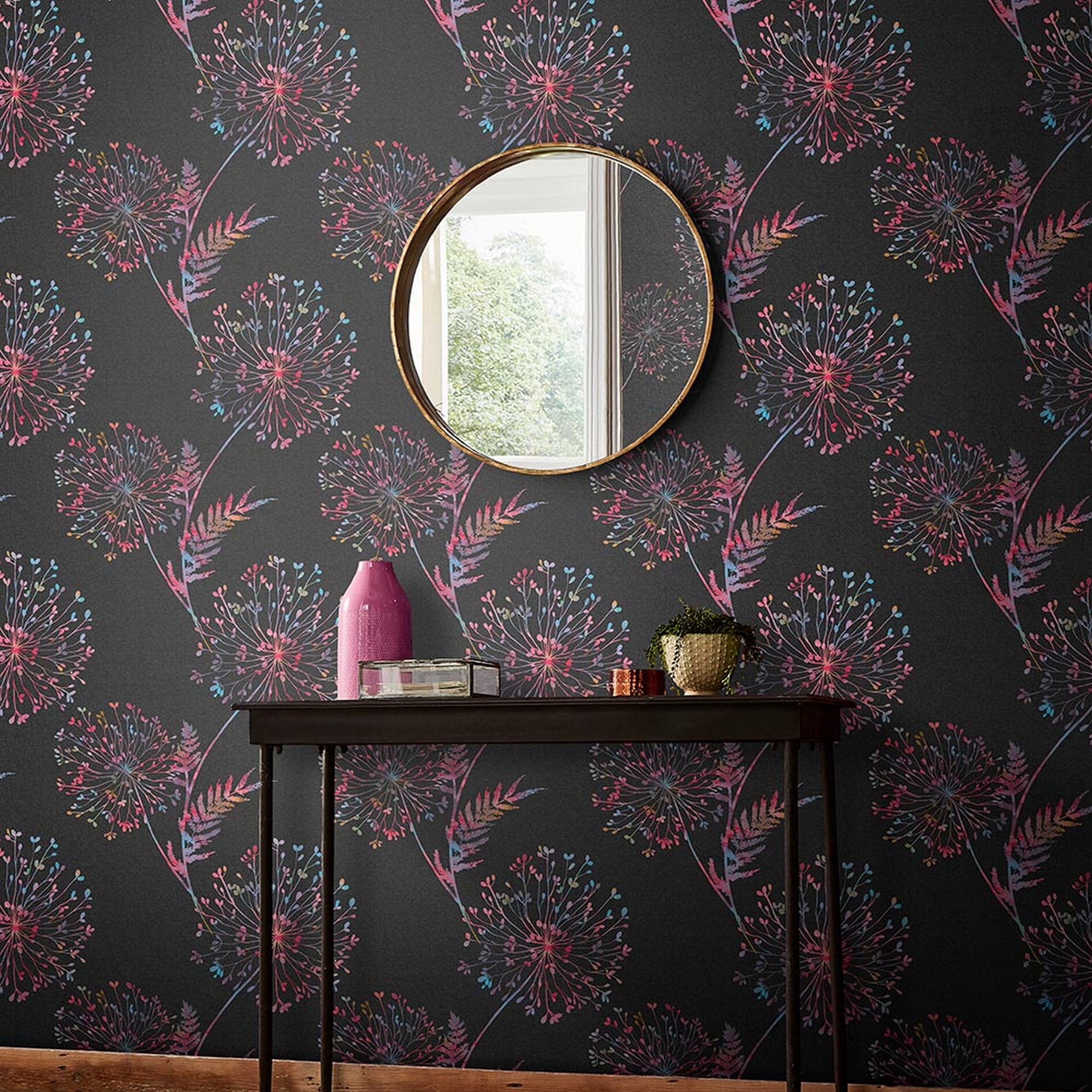 Wish Floral Wallpaper 106433 By Graham Brown In Multi Black